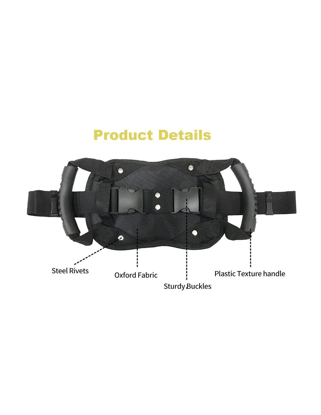 Ceinture de Maintien Moto Réglable avec Poignées de Préhension pour Passager